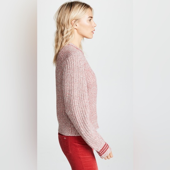 NWT RAG & BONE Cheryl Stripe Cuff Wool Blend Sweater In Grey Red - Picture 5 of 9
